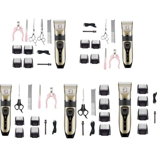 Portable Cordless Dog Hair Clipper Kit Pet Animal Electric Razor Trimming Tool with Detachable Ceramic Blade
