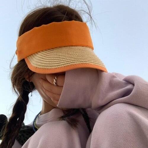 Magic Tape Panama Women Straw Hat Empty Top Womens Summer Hat Sun Protection Outdoor Golf Tennis Sports Fishing Beach Gorros