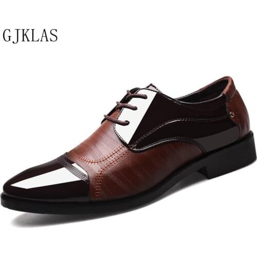 Patent Leather Business Shoes Men Dress Big Size 48 Classic Formal Shoes for Wedding Dress Comfort Brown Black Office Shoes Male