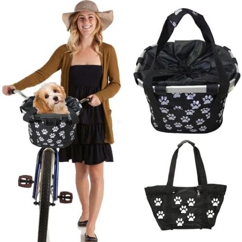 Waterproof Bicycle Basket Pets Cat Seat Removable Foldable Cycling Storage Bag Food Vegetables Carrying Bag With Zipper