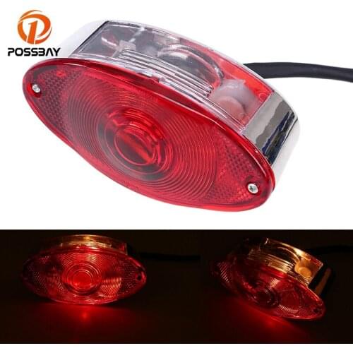 POSSBAY Motorcycle Tail Lights Brake Stop Lights License Plate Cafe Racer Universal For Harley Suzuzki Honda CG125 CBR600 400