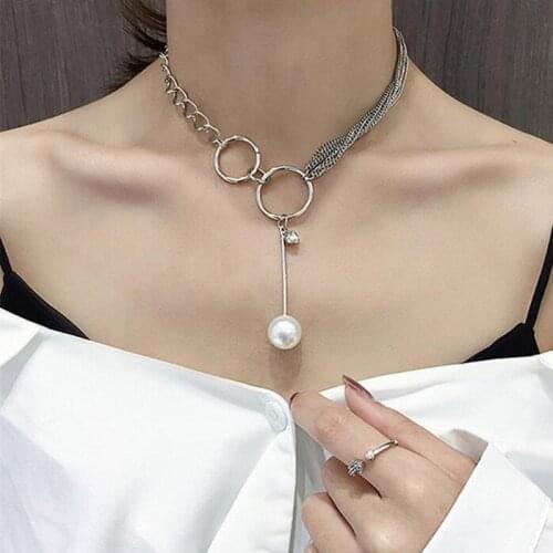 YAOLOGE New Design Baroque Pearl Pendants Necklace Simple Wild Elegant Charm Pearl Necklace For Women Girl Party Wedding Jewelry