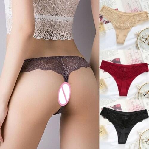 Womens Sexy Lingerie Wife Lace Panties Ladies T-back Ice Silk Briefs Thongs G-string Panties Briefs Womens Underwear Porno
