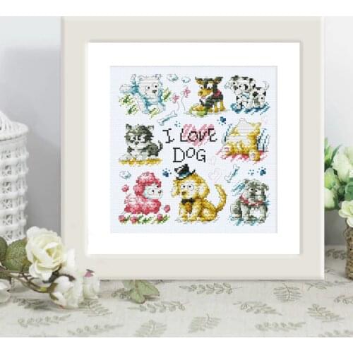 Gold Collection Lovely Counted Cross Stitch Kit I Love Dog Puppy Pet SO