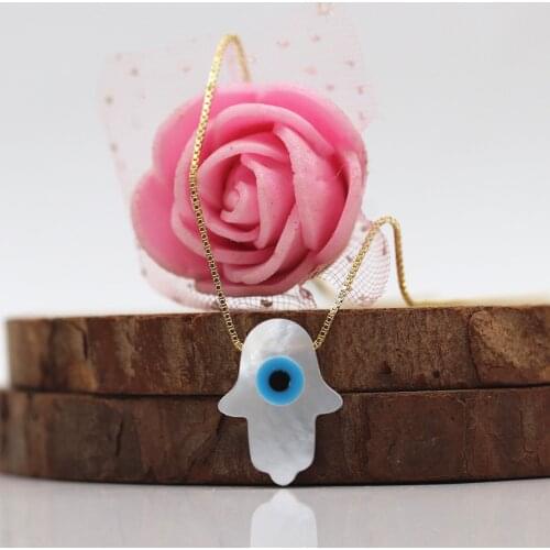 1pc Free Shipping MOP Marquise/Round/Hamsa eye mother of pearl Necklace With Wholesale Price With Gold or 925 silver Chain
