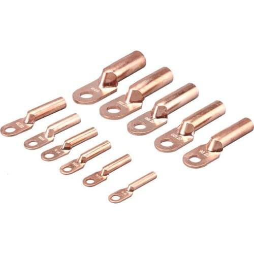 1pcs Red Copper Terminal Block Class A DT-10/16/25/35/50/70/95/120 Square Copper Nose Conductive Wire Cable Connector Splices