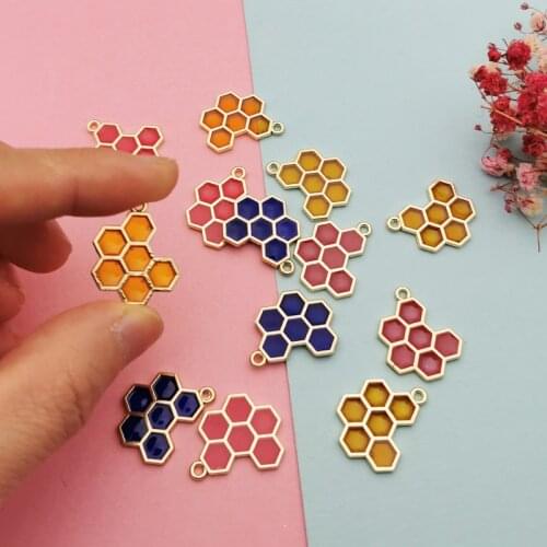 10pcs 16x20mm enamel charm honeycomb charm for jewelry making and crafting fashion earring charm fashion pendant YZ796