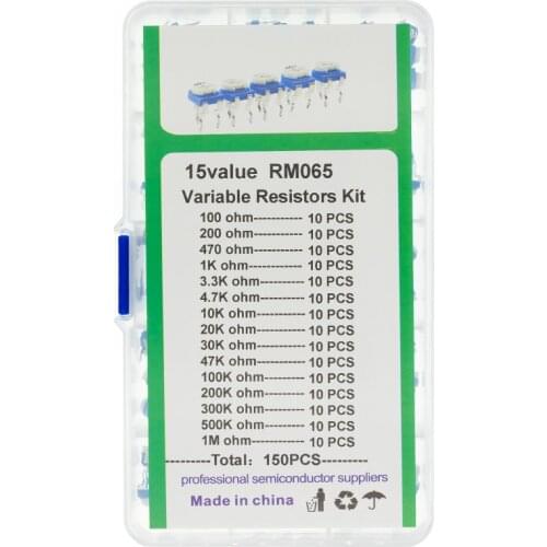 150pcs/set RM065 Trimming Potentiometer Variable Resistors Assorted Kit Electronic Diy Kit 15 Values Each 10pcs with box
