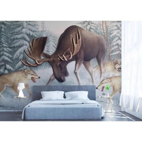 Custom 3D Photo Wallpaper Three-dimensional relief forest elk Wallpapers For Living Room Bedroom Home mural Decoration