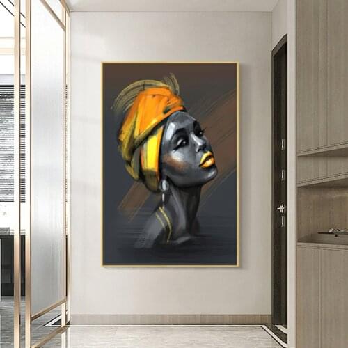 African Black Woman Oil Painting Print on The Wall Modern Decorative Canvas Wall Art Picture Woman Poster Decorative Painting