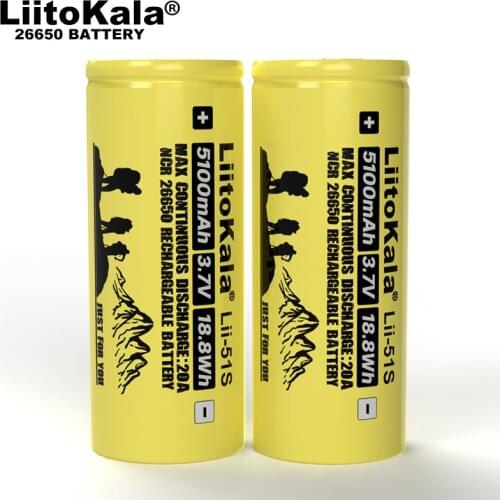 1-12PCS Liitokala Lii-51S 26650 3.7V 20A rechargeable battery, 26650A 5100mA Power lithium batteries Suitable for flashlight