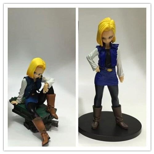 BANDAI Dragon Ball Action Figure Group Vertical Android18 Standing Posture Sitting Posture Boxed Ornament Model Toy