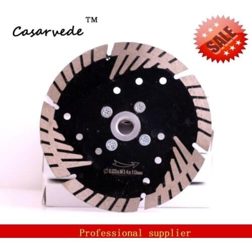 Free shipping flange arbor M14 D125mm segmented bevel turbo dry cutting blade for stone