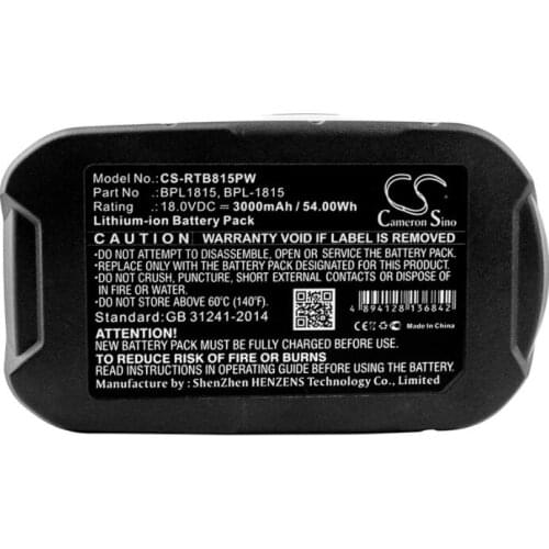 Cameron sino 3000mah battery for RYOBI BID-1801M BID-180L BID1821 BIW180 CAD-180L CAG-180M CAP-1801M CCC-1801M CCC-180L CCD-1801