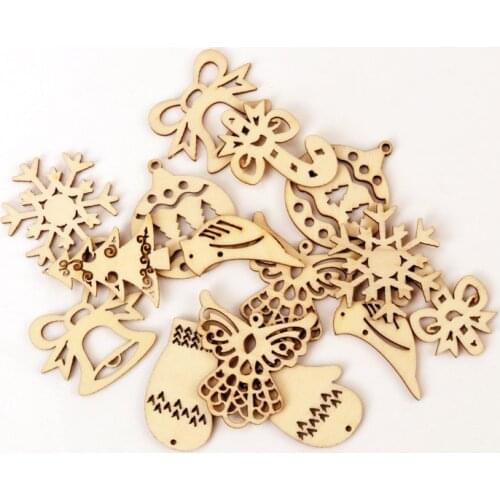 Wooden Christmas Series Pattern Scrapbooking Craft For Handmade Accessory Sewing Home Decoration DIY 20-40mm 20pcs MZ143
