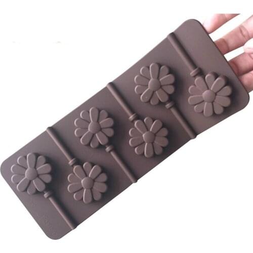 HMROVOOM 6 chrysanthemum green silicone lollipop chocolate mold DIY hand baked cake mold sunflowe