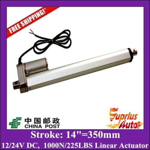China Post 12volt 14inch/ 350mm stroke, 225lbs/ 100kgs/ 1000N load linear actuator from Firgelli Supplier