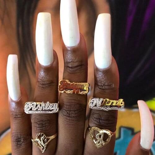 Rings Custom Name Ring Gold Personality Hip Hop Ring Women Name Ring Gold Rings Fashion Letter Ring Gift Personalized Jewelry