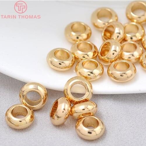 6PCS 10x4MM Hole 6MM 24K Gold Color Brass Bracelet Wheel Spacer Beads High Quality Diy Jewelry Accessories