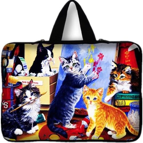 Cute Cat laptop bag PC handbag Soft sleeve 15 15.4 15.6 inch For Macbook Ultrabook Notebook protective cover Pouch