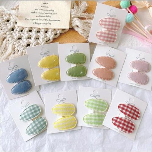 Mini candy color water drop design plaids girls hairclip snap bang clip bobby pin hair deco accessories