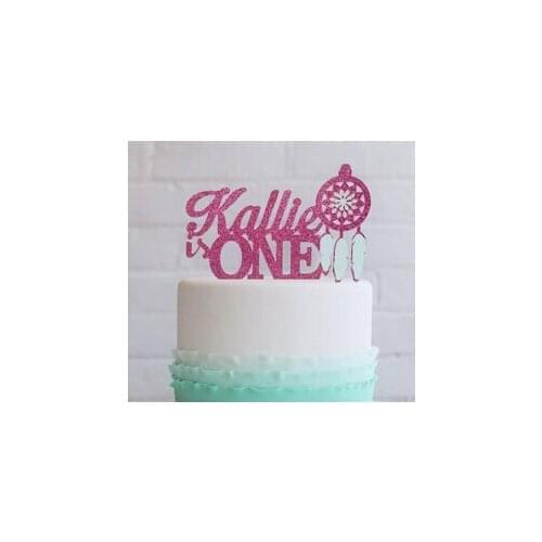 Fashion Acrylic Custom Name color Dream Catcher Boho Bohemian girl or boy birthday Cake Toppers tools wedding party decorations