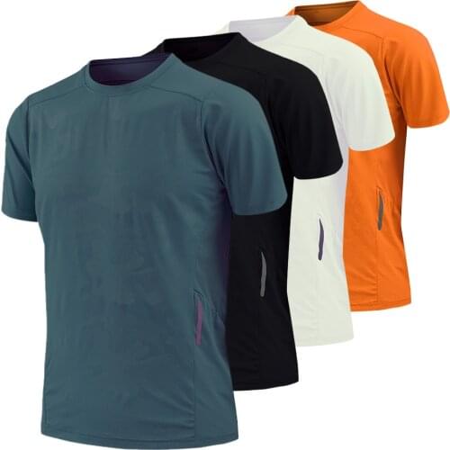 2021 T Shirt For Men Polyester Gym Sport Shirt Short Sleeve Running Shirts Round Neck Monochrome Badminton Fitness Sport T Shirt