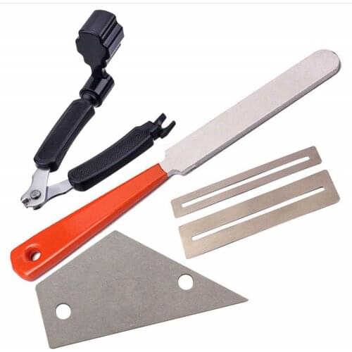 Guitar Repair Luthier Tools Kit Guitar Fret Crowning File 3 in 1 Guitar String Winder Cutter Fret Rocker Fingerboard Grinding