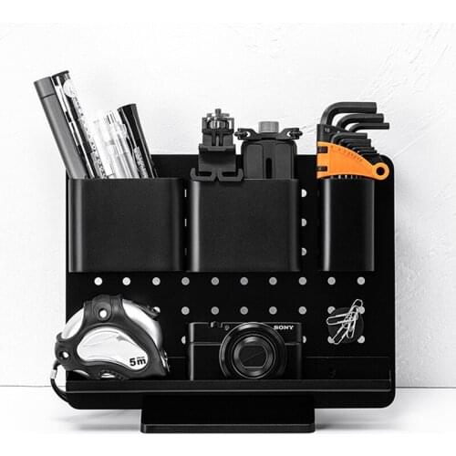 Desk Metal Pegboard Combination Kit W/ Hook, Holder, Shelf, Magnetite, Free Standing Base for Office Supplies Organizing Storage