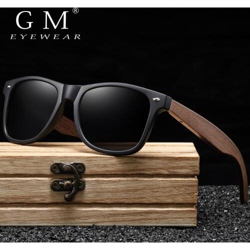 GM Handmade Walnut Wooden Eyewear Polarized Mirror Sunglasses Men Women Vintage Design Oculos de sol masculino UV400