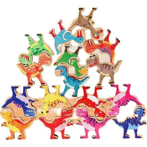 ODILO 1PCS DIY Childrens Dinosaur Hercules Balance Building Blocks Jenga Jenga High Baby Wooden Educational Toys