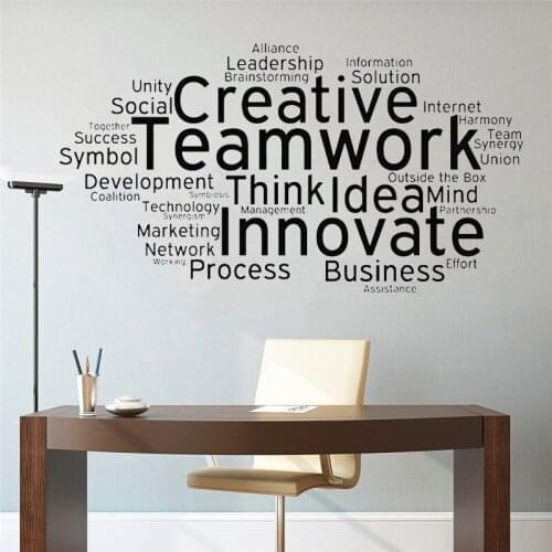 Office Teamwork Vinyl Wall Sticker Inspirational Word Cloud Success Decor Office Art Decor Decal Mural Removable Stickers HY532