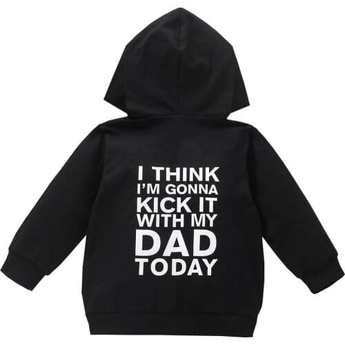 1-6Y Autumn Infant Baby Girls Hoodies Tops Back Letter Print Long Sleeve Pullover Black Tops Outfits