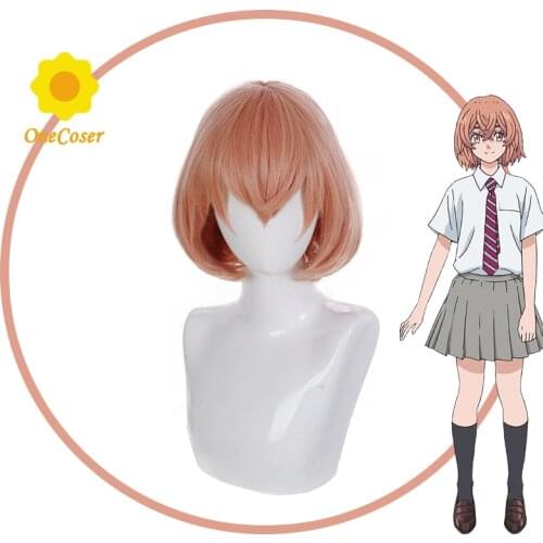 Anime Tokyo Revengers Tachibana Hinat Cosplay Wig Orange Short Hair Heat Synthetic Fiber Hair + Free Wig Cap Party Girls Women