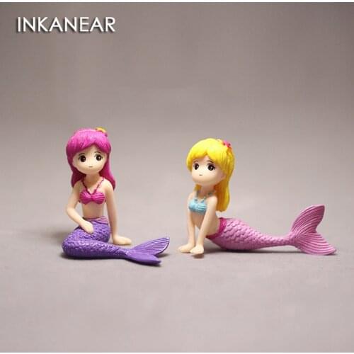 Plastic Figures Mermaid Craft Girls Model Cute Doll Miniatures Figurines Ornament Home Decor Birthday Gift