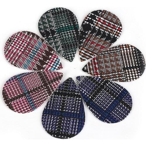 New 2PCS 56mmx37mm Lattices PU Leather Water Drop Charm Pendant for Earring Necklace Fashion Jewelry Findings Making Wholesale