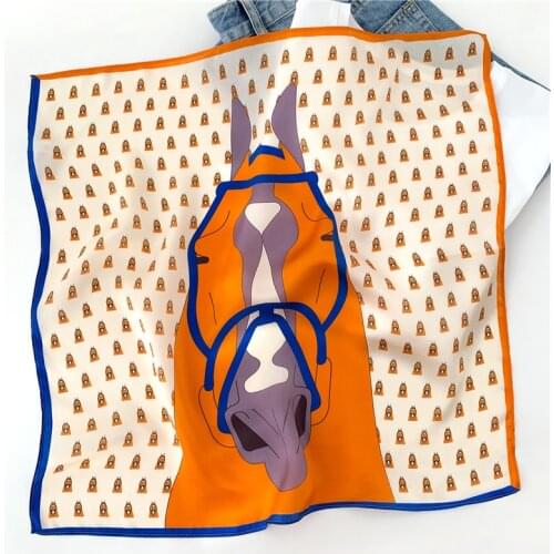 New Horse Scarf 100% Real Silk Square Neck Fashion Soft Female Foulard Lady Hairband Women Bandana Gift Printed Scarves