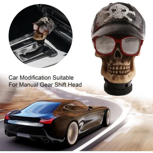 Universal Manual Gear Shift Knob Shifter Lever Knob Auto Car Modification Skull Head Shift Lever Handbrake Covers Black Red