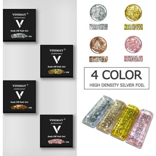VINIMAY High Density Golden Silver Foil Nail Gel Manicure Soak Off Enamel Gel Polish UV Gel Nail Polish Lacquer Nail Art Design