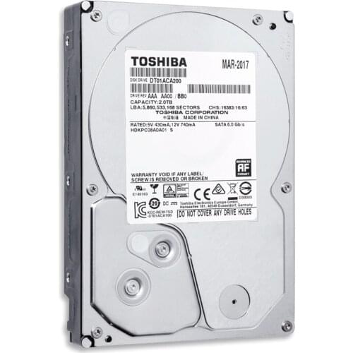 Toshiba DT01ACA200 2TB 7200 RPM 3.5'' SATA3 Internal HDD Harddisk 7200 RPM 64M Cache 3.5" 35 SATA III for Desktop PC Computer
