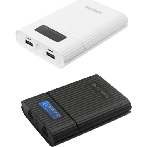 18650 Battery Charger Dual USB Output Anti-Reverse 18650 Battery DIY Power Bank Box with LCD Display LED Light Lamp