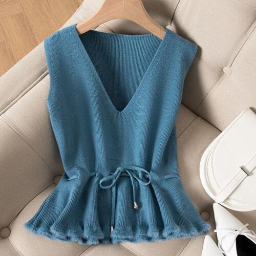 Woman Jacket Vest Womens Knitted Vest Autumn and Winter Pullover Sweater Vest Sleeveless Coat Chaleco Mujer