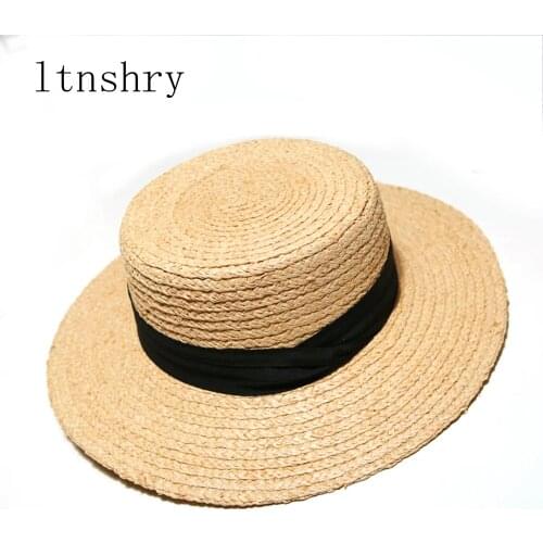 2019women Summer Hat Beach Hat Raffia Ribbon Ladies Cap Fashionable Handmade Casual Flat Brim Bowknot Sun Hats for Women Holiday