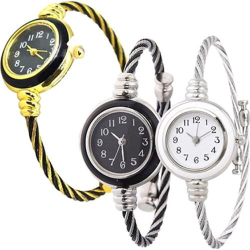 Womens Fashion Casual Steel Wire Quartz Analog Bracelet Bangle Wrist Watch