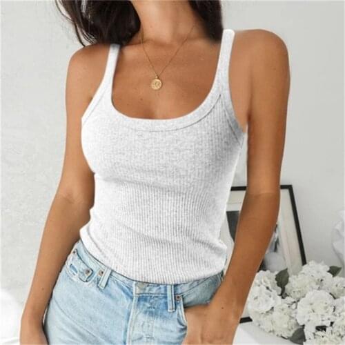 Plus Size Women Casual Solid Color Tank Tops Sexy Slim Camis Heigh Quality U-neck Crop Tops Hot Sale Ladies Tops For Women