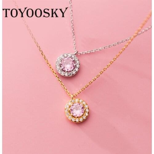 Genuine 925 Sterling Silver Dazzling Cubic Zirconia Circle Round Necklace Geometric Pendant Necklaces for Women Party Fine S925