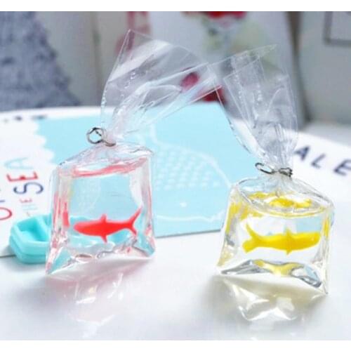 ZOCDOU 1 Piece Cute Resin Transparent Water Bag Fish Statue Figurine Ornament Miniature Toy Decoration