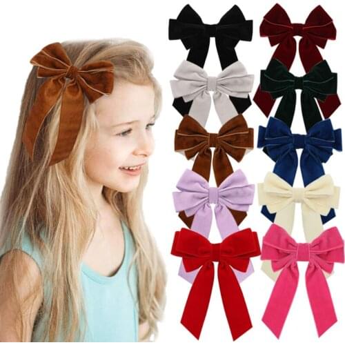 1/5PCS/Set Girls Solid Candy Color Hairpins Tie Bow Ribbon Hair Clips Barrettes Winding Colorful Kids Headwear Bebes Accesorios