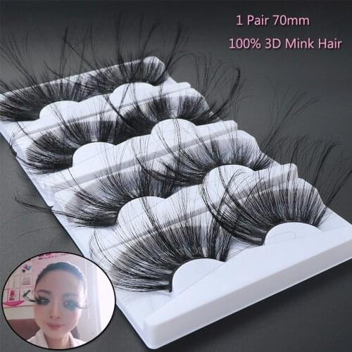 1 Pair Exaggeration 70mm Super Long False Eyelashes 100% Mink 3D Fake Eyelashes Fluffy Messy Criss-cross Dramatic Fake Eyelashes