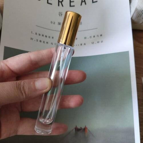 10ml Spray Bottle Transparent Glass Sample Glass Vials Gold Silver Cap Perfume Containers Portable Mini Perfume Atomizer